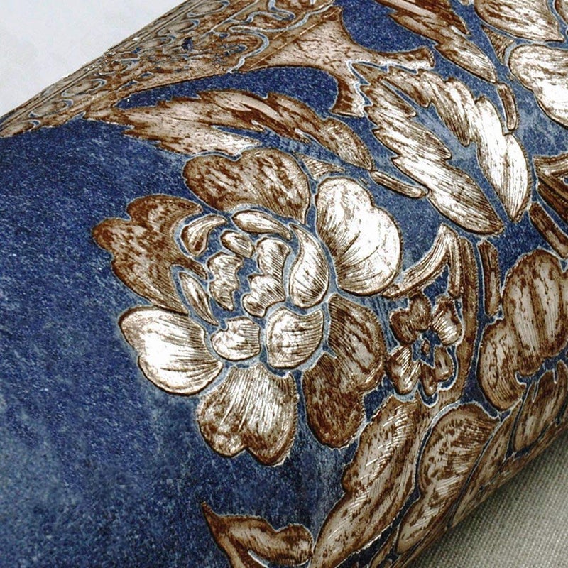 Blooming Wall Vintage French Damasks High Standard Textured Wallpaper Wall Paper for Livingroom Kitchen Bedroom,20.8 In32.8 Ft=57 Sq.ft (Blue Damasks1) - Image 3